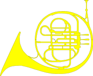 Just one of the instruments Outline of a yellow french horn