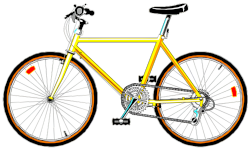 Computer image of a yellow bike